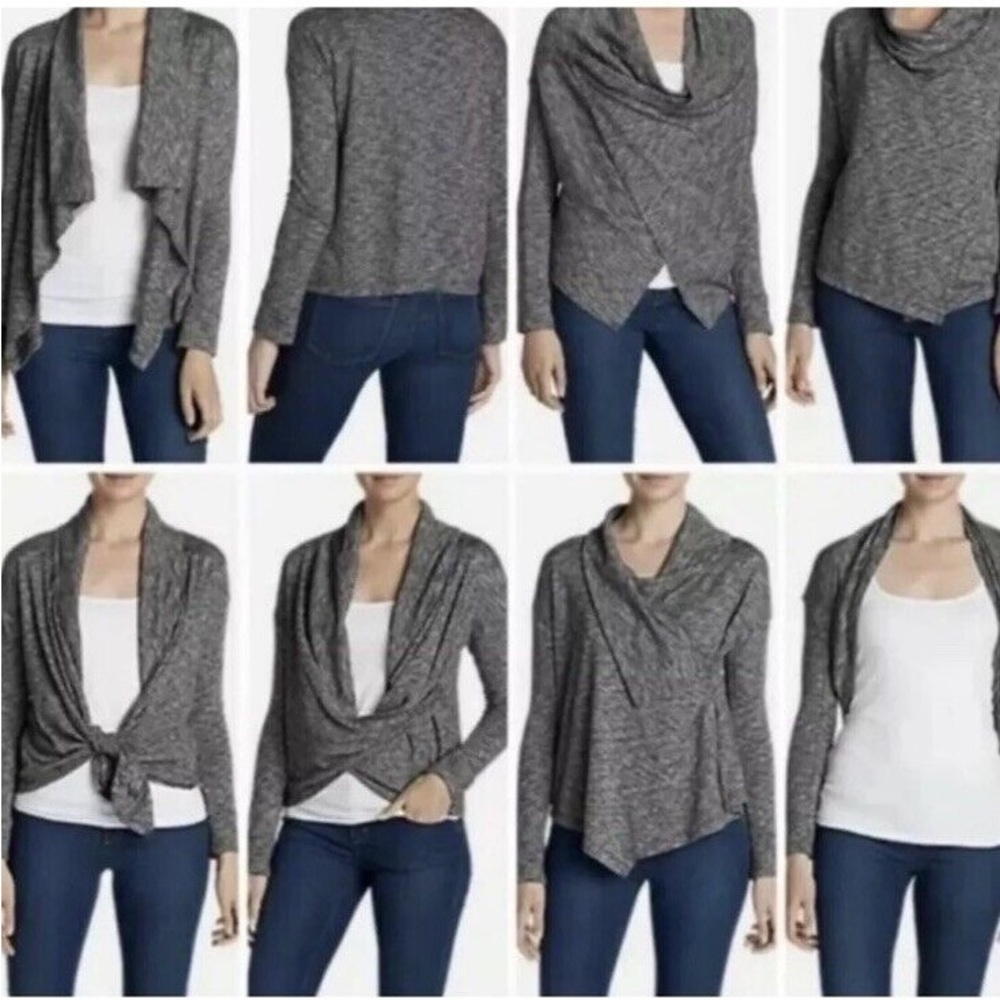 Eddie Bauer Gray Draped 7 Days 7 Ways Cardigan Size Medium‎